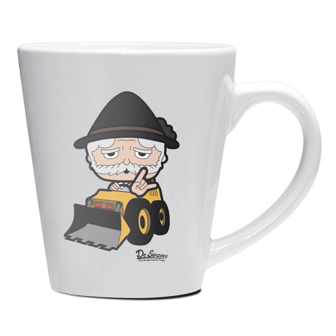 Da Oid Sinzer Baggerfahrer Keramik Kaffeetasse 200ml Weiss Herzogstand Front