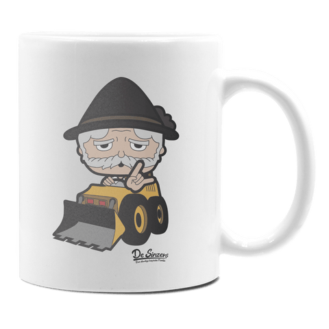 Da Oid Sinzer Baggerfahrer Keramik Kaffeetasse 330ml Weiss Rampoldplatte Front
