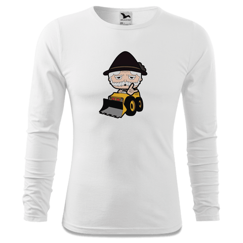 Da Oid Sinzer Baggerfahrer Longsleeve Fitted Herren Weiss Hoehensteig Front