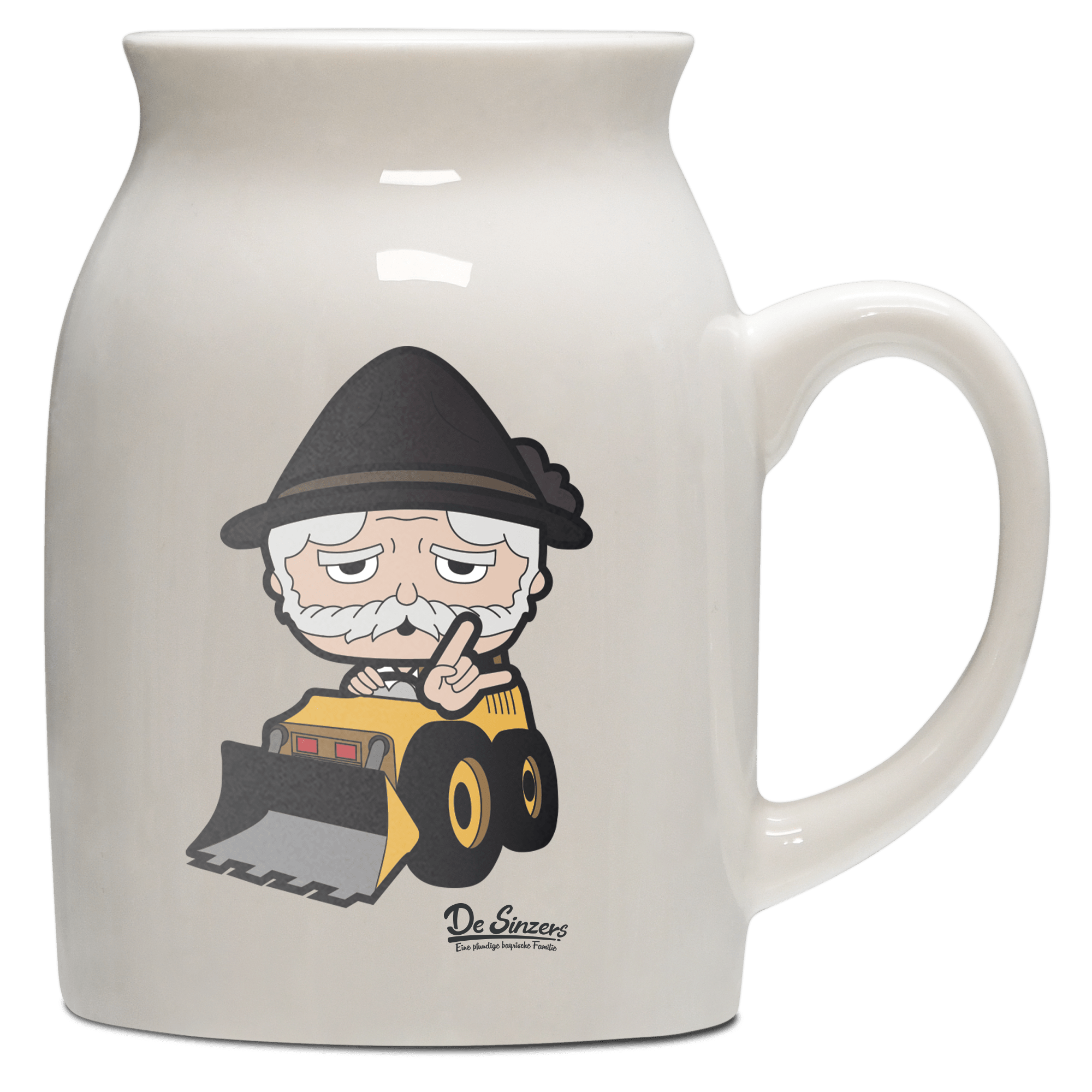 Da Oid Sinzer Baggerfahrer Milchkaennchen 320ml Altweiss Benediktenwand Front