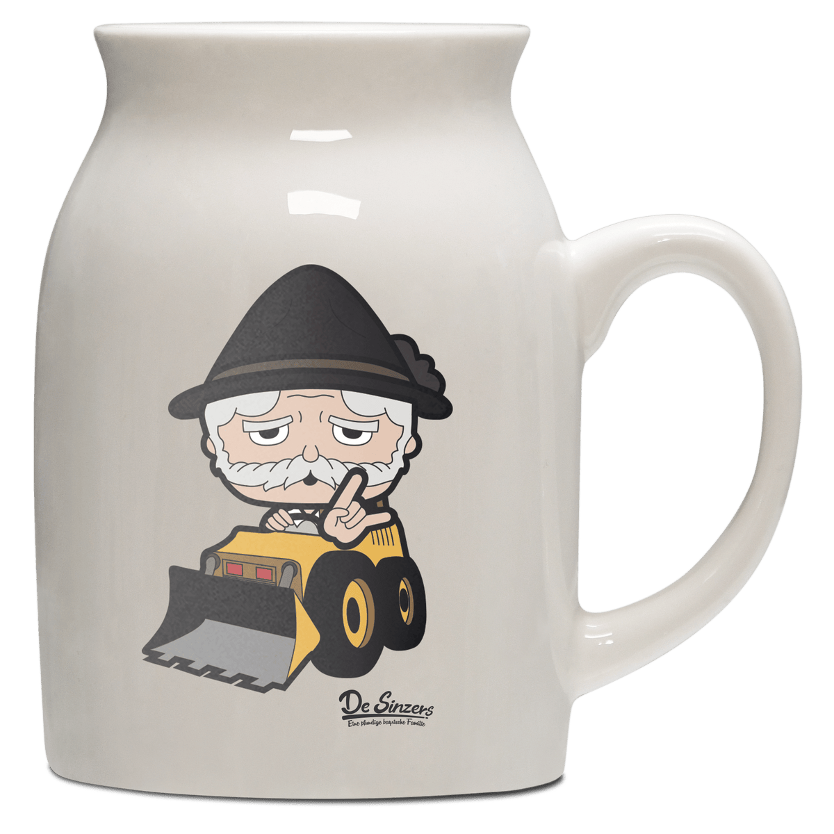 Da Oid Sinzer Baggerfahrer Milchkaennchen 320ml Altweiss Benediktenwand Front