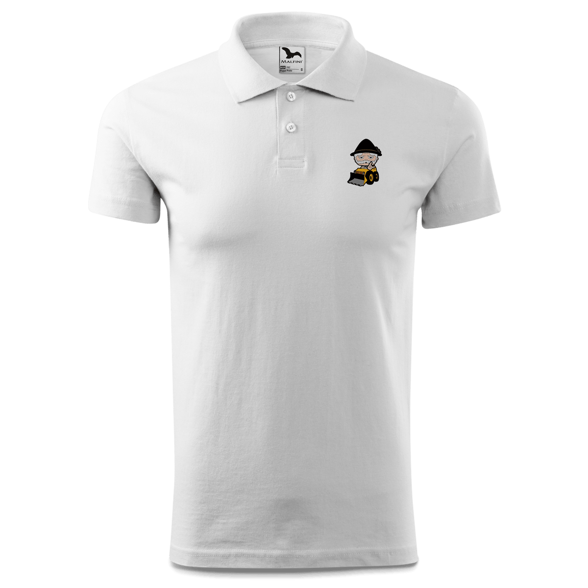 Da Oid Sinzer Baggerfahrer Polo Shirt Herren Weiss Murnau Front
