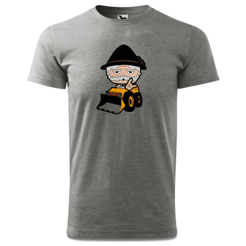 Da Oid Sinzer Baggerfahrer T Shirt Herren Grau Meliert Hofau Front