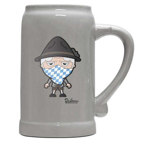 Da Oid Sinzer Bayrisches Mundtuch Bierkrug 1000ml Grau Zugspitze Front