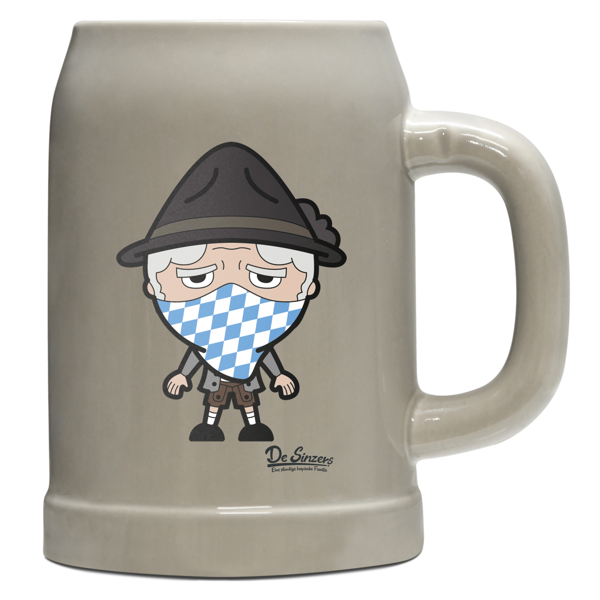 Da Oid Sinzer Bayrisches Mundtuch Bierkrug 500ml Grau Watzmann Front