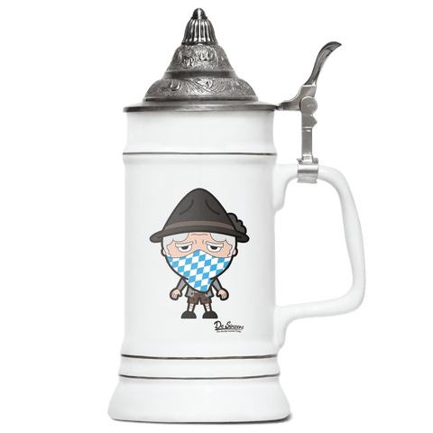 Da Oid Sinzer Bayrisches Mundtuch Bierkrug 500ml Weiss mit Spitzdeckel Wendelstein Front