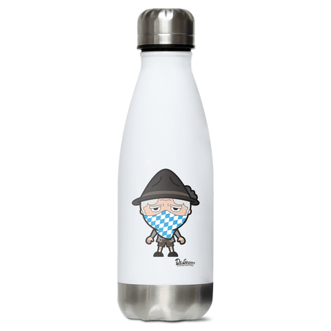 Da Oid Sinzer Bayrisches Mundtuch Edelstahl Thermoflasche 350ml Weiss Silber Kreuzspitze Front