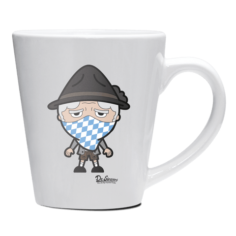 Da Oid Sinzer Bayrisches Mundtuch Keramik Kaffeetasse 200ml Weiss Herzogstand Front