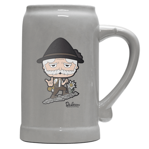 Da Oid Sinzer Bergsteiger Bierkrug 1000ml Grau Zugspitze Front