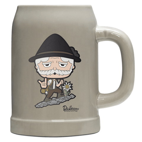 Da Oid Sinzer Bergsteiger Bierkrug 500ml Grau Watzmann Front