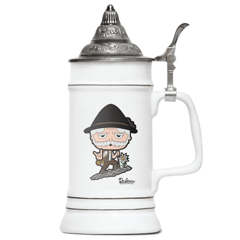 Da Oid Sinzer Bergsteiger Bierkrug 500ml Weiss mit Spitzdeckel Wendelstein Front