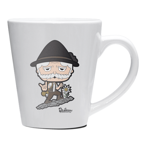 Da Oid Sinzer Bergsteiger Keramik Kaffeetasse 200ml Weiss Herzogstand Front