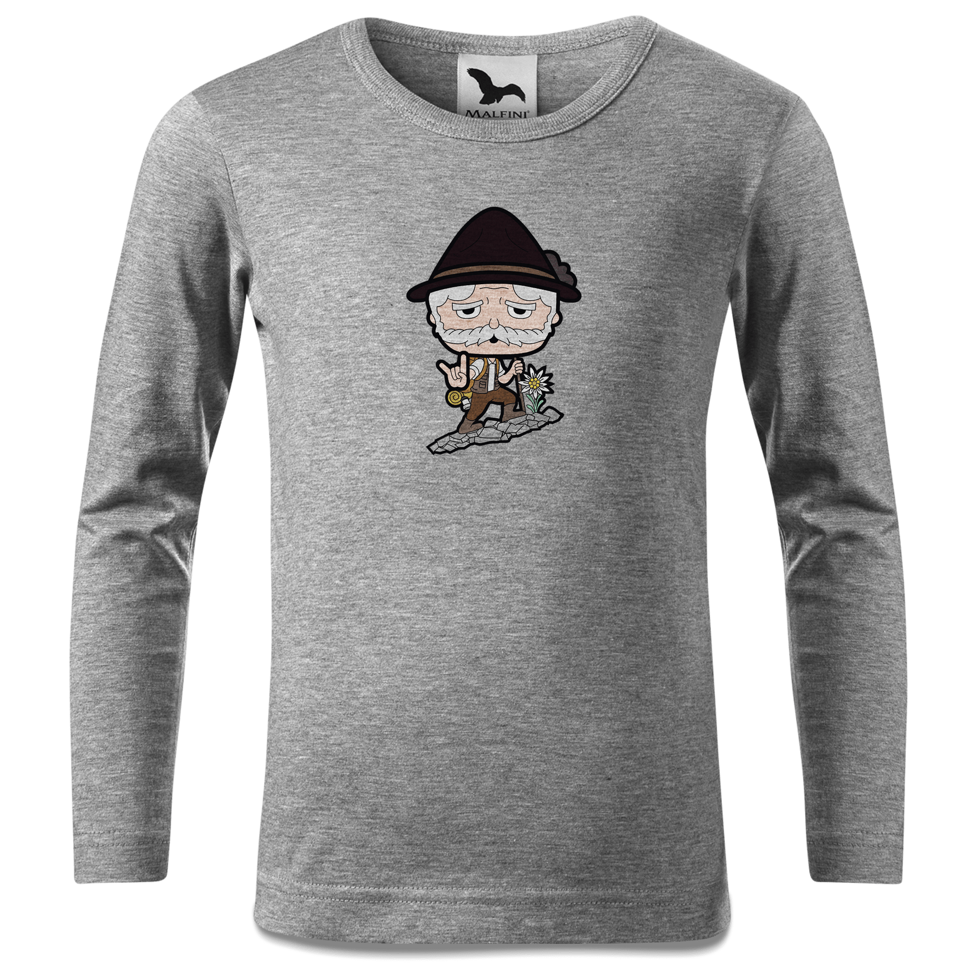 Da Oid Sinzer Bergsteiger Longsleeve Kinder Grau Meliert Waldering Front