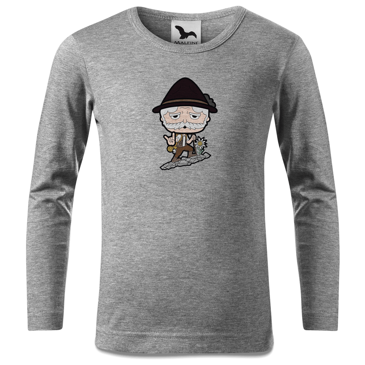 Da Oid Sinzer Bergsteiger Longsleeve Kinder Grau Meliert Waldering Front