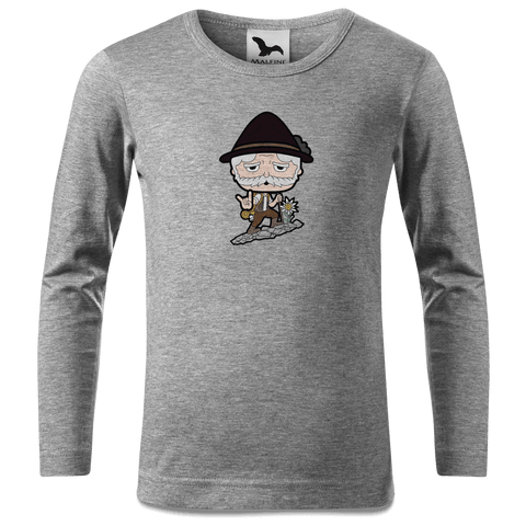 Da Oid Sinzer Bergsteiger Longsleeve Kinder Grau Meliert Waldering Front