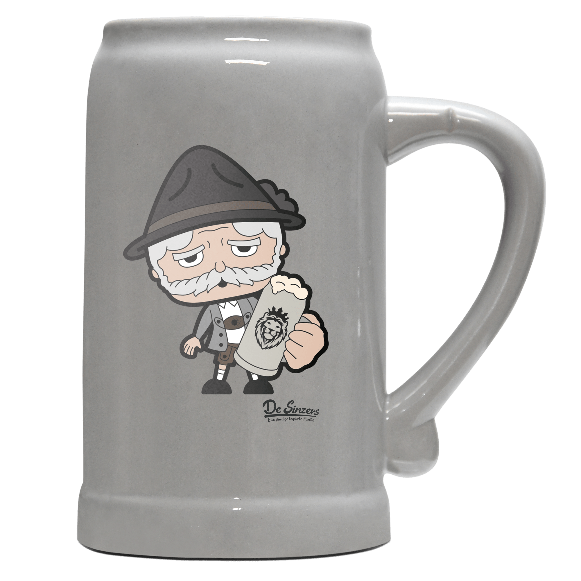 Da Oid Sinzer Bier Bierkrug 1000ml Grau Zugspitze Front