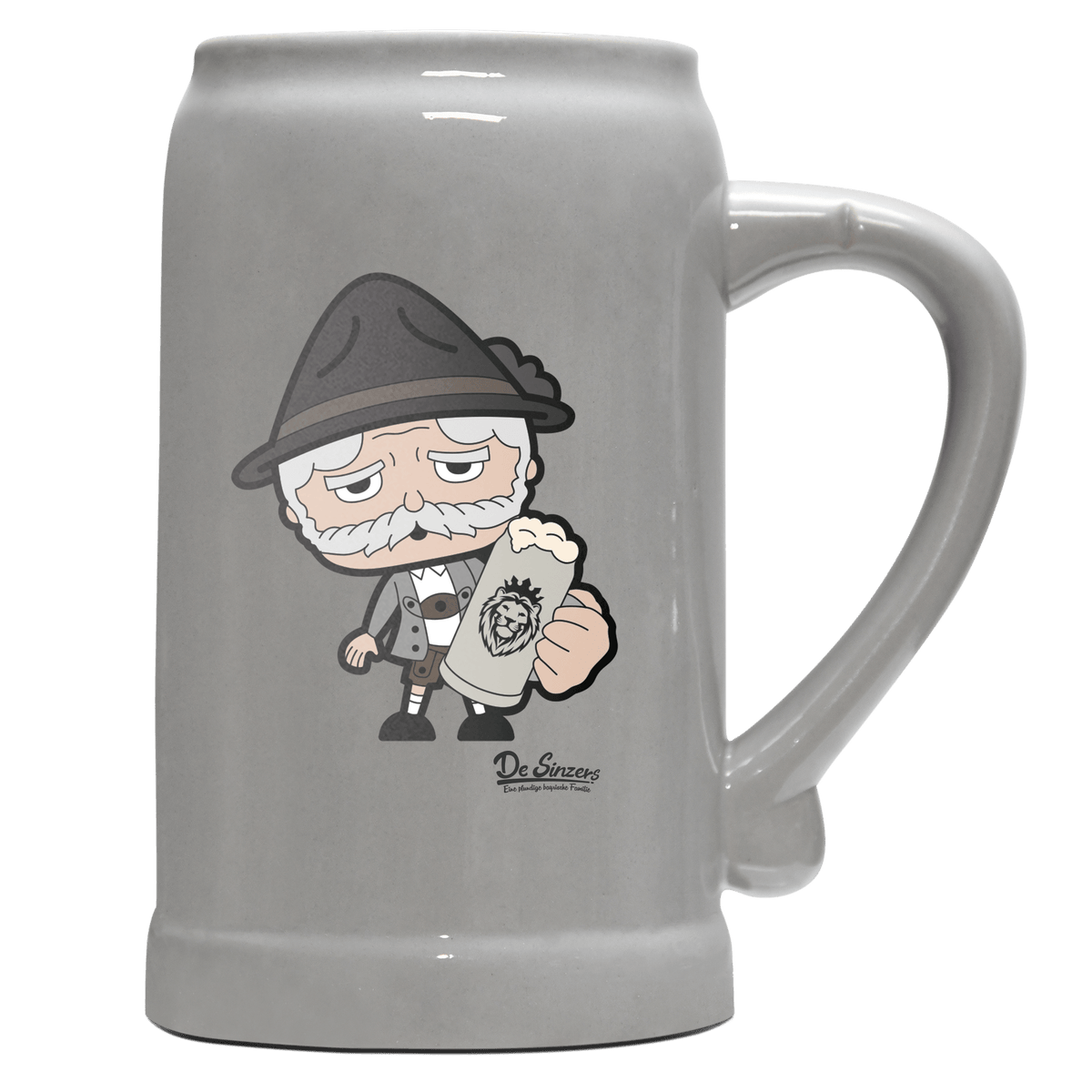 Da Oid Sinzer Bier Bierkrug 1000ml Grau Zugspitze Front