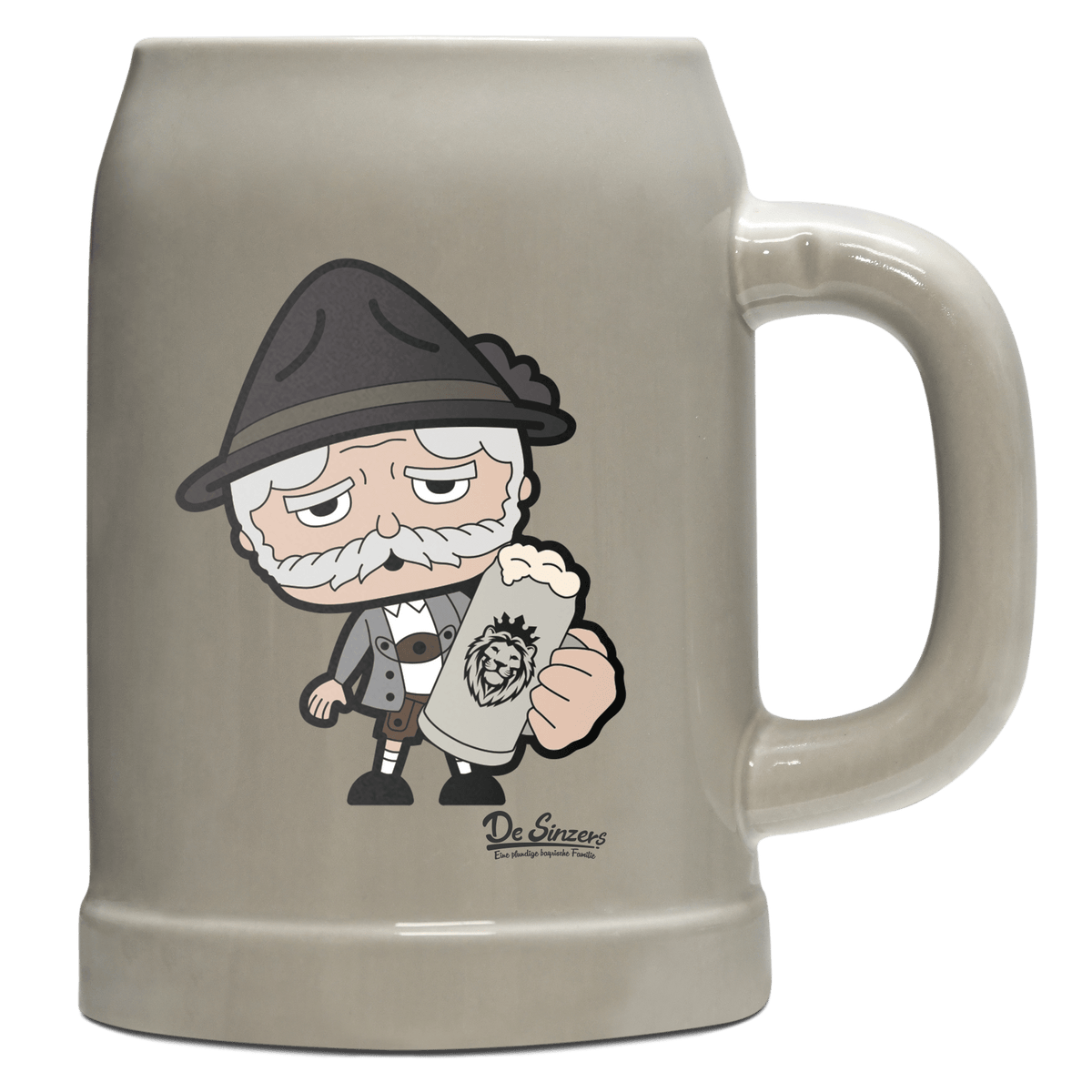 Da Oid Sinzer Bier Bierkrug 500ml Grau Watzmann Front