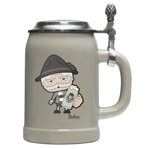 Da Oid Sinzer Bier Bierkrug 500ml Grau mit Deckel Hocheck Front