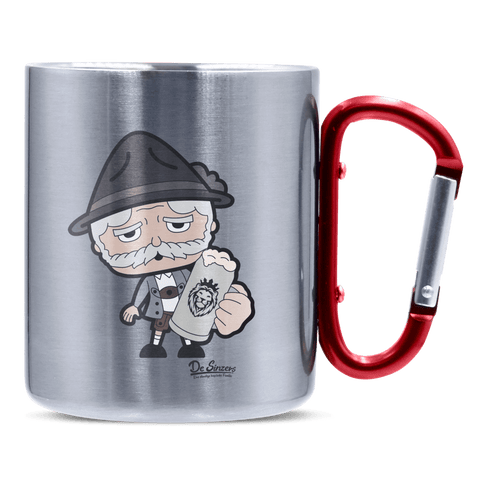 Da Oid Sinzer Bier Edelstahl Kaffeetasse roter Karabiner 320ml Kitzstein Front
