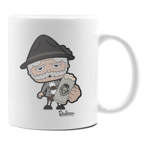 Da Oid Sinzer Bier Keramik Kaffeetasse 330ml Weiss Rampoldplatte Front