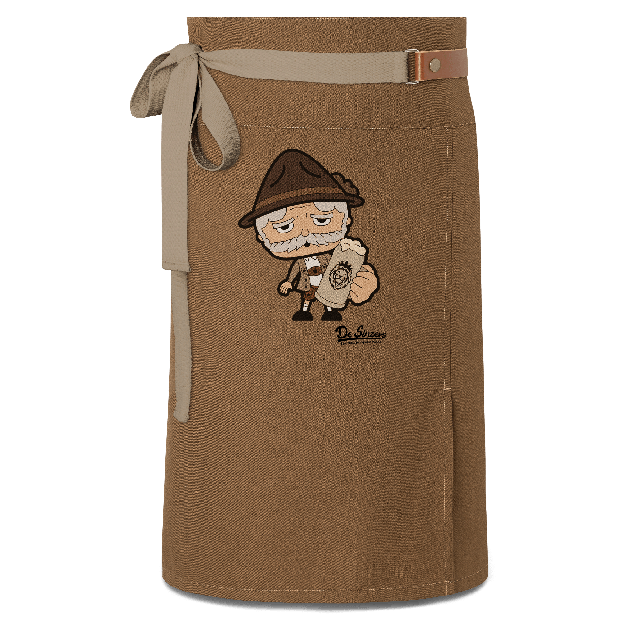 Da Oid Sinzer Bier Schuerze Vorbinder Braun Haidham Front