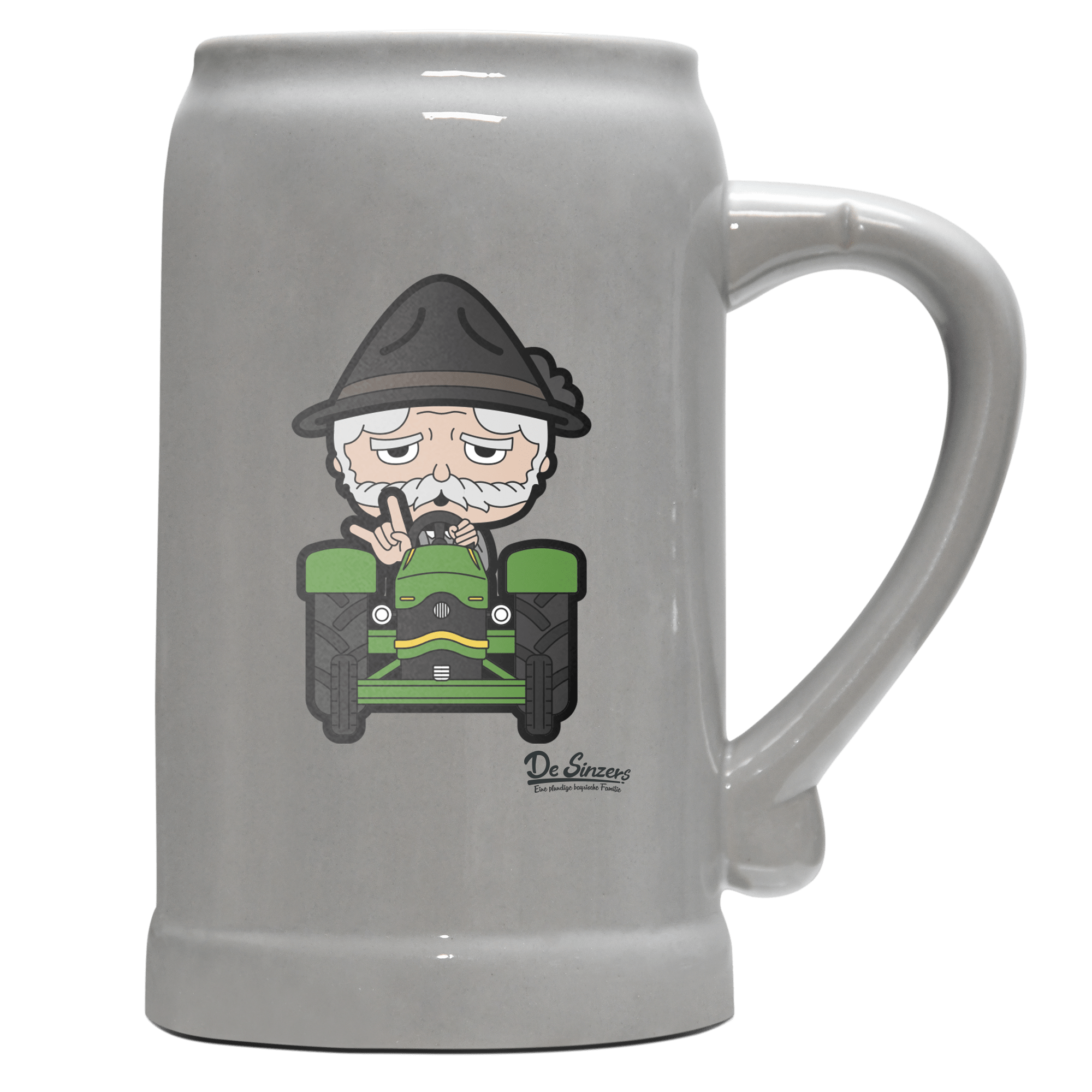 Da Oid Sinzer Bulldog Bierkrug 1000ml Grau Zugspitze Front