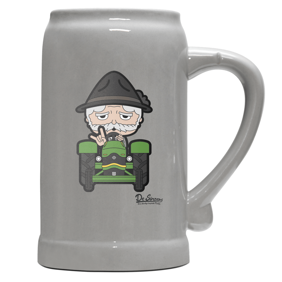 Da Oid Sinzer Bulldog Bierkrug 1000ml Grau Zugspitze Front