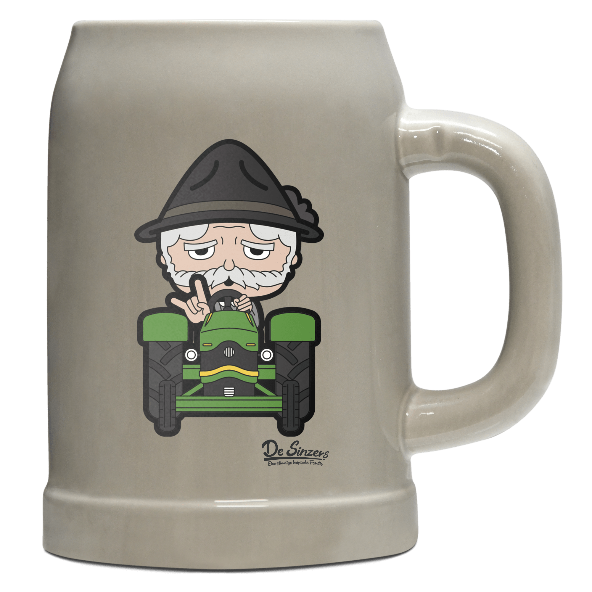 Da Oid Sinzer Bulldog Bierkrug 500ml Grau Watzmann Front