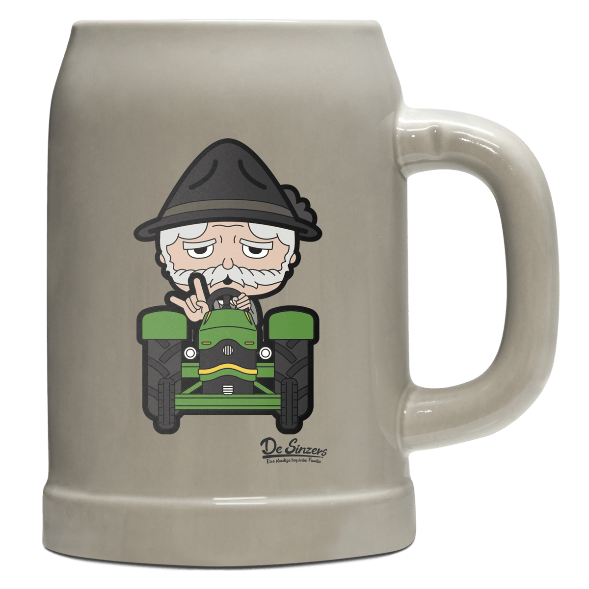 Da Oid Sinzer Bulldog Bierkrug 500ml Grau Watzmann Front