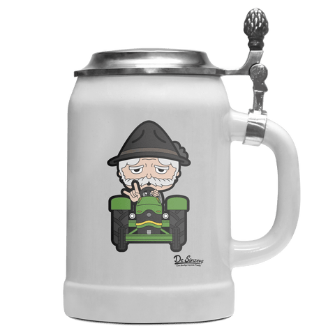 Da Oid Sinzer Bulldog Bierkrug 500ml Weiss mit Deckel Wetterspitzen Front