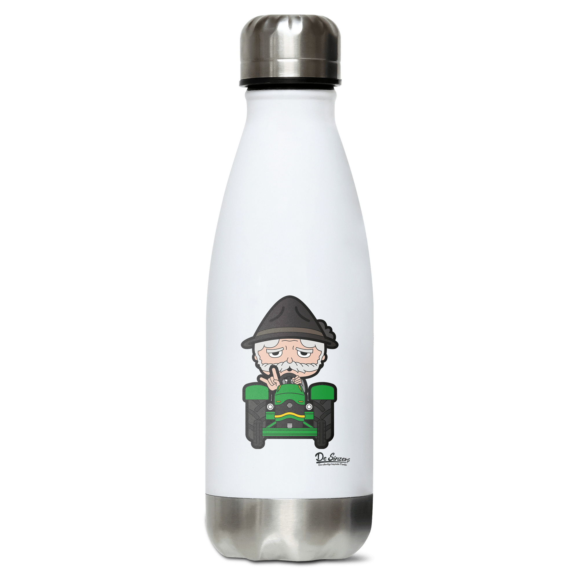 Da Oid Sinzer Bulldog Edelstahl Thermoflasche 350ml Weiss Silber Kreuzspitze Front