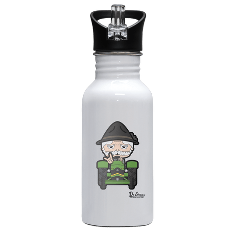 Da Oid Sinzer Bulldog Edelstahl Trinkflasche mit klappbarem Mundstueck 500ml Weiss Rotwand Front