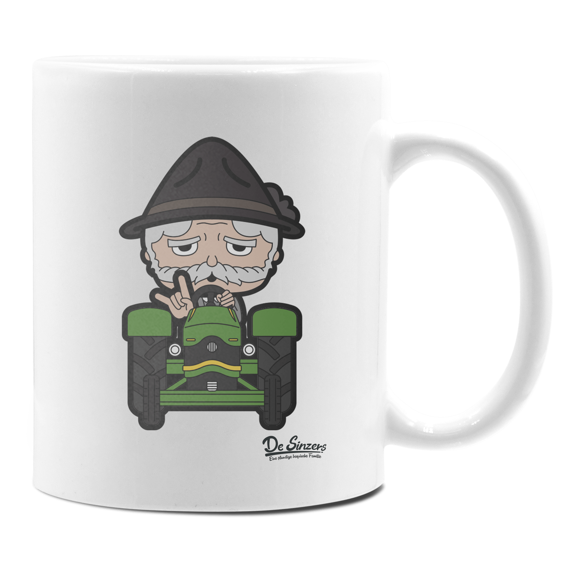 Da Oid Sinzer Bulldog Keramik Kaffeetasse 330ml Weiss Rampoldplatte Front
