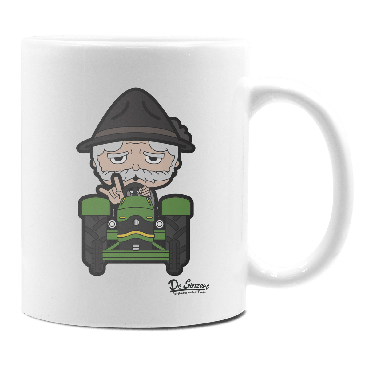 Da Oid Sinzer Bulldog Keramik Kaffeetasse 330ml Weiss Rampoldplatte Front