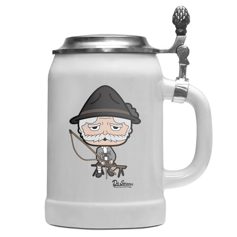 Da Oid Sinzer Goaßlschnoizer Bierkrug 500ml Weiss mit Deckel Wetterspitzen Front