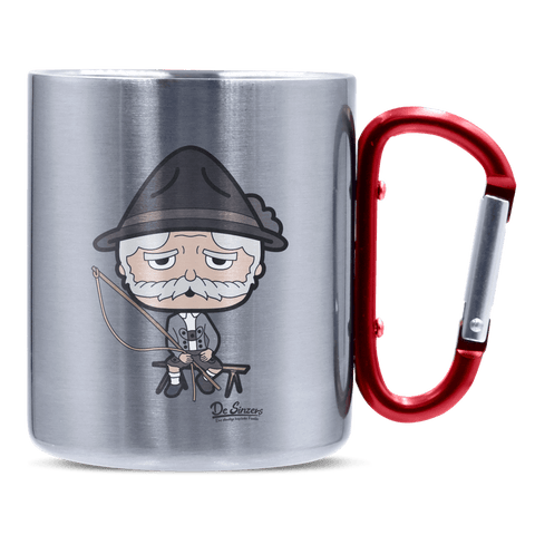 Da Oid Sinzer Goaßlschnoizer Edelstahl Kaffeetasse roter Karabiner 320ml Kitzstein Front