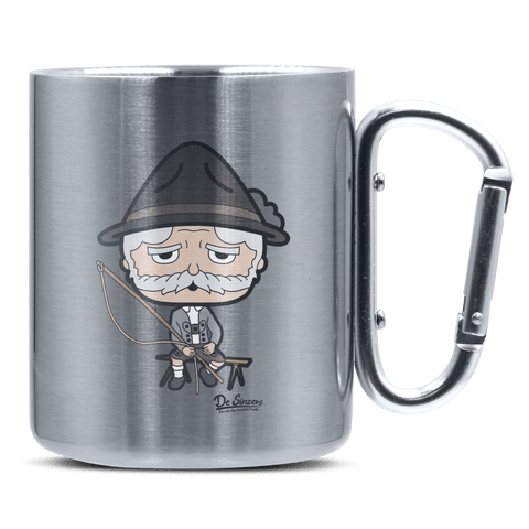 Da Oid Sinzer Goaßlschnoizer Edelstahl Kaffeetasse silberer Karabiner 320ml Grosser Traithen Front