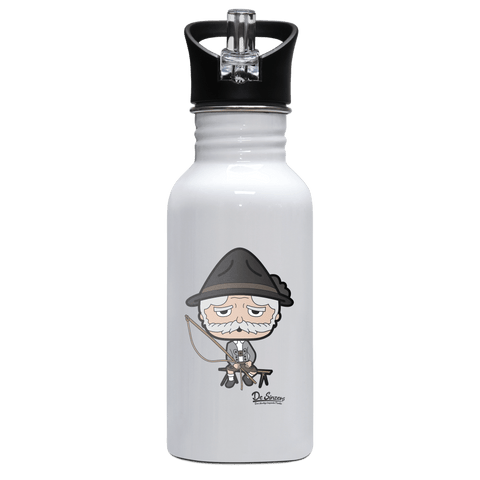 Da Oid Sinzer Goaßlschnoizer Edelstahl Trinkflasche mit klappbarem Mundstueck 500ml Weiss Rotwand Front