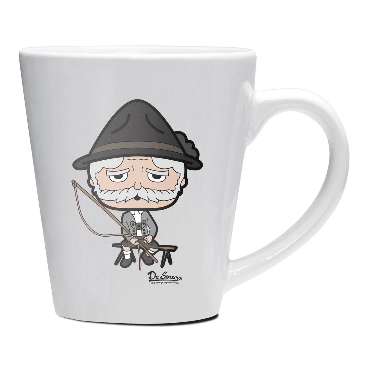 Da Oid Sinzer Goasslschnoizer Keramik Kaffeetasse 200ml Weiss Herzogstand Front