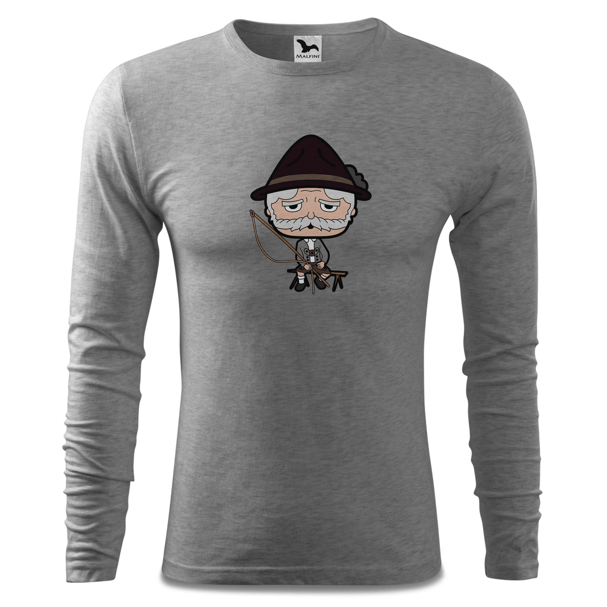 Da Oid Sinzer Goasslschnoizer Longsleeve Fitted Herren Grau Meliert Haiden Front