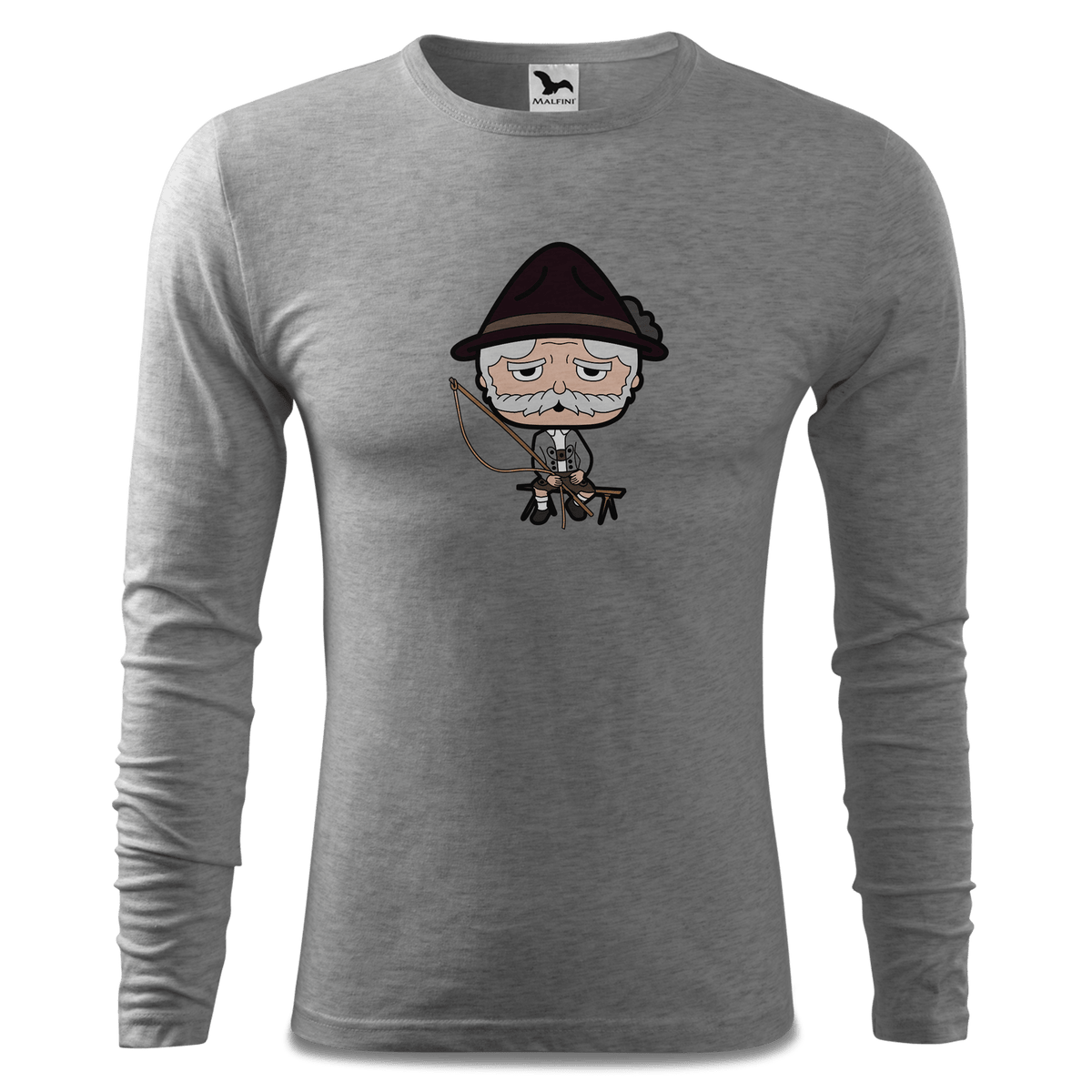 Da Oid Sinzer Goasslschnoizer Longsleeve Fitted Herren Grau Meliert Haiden Front