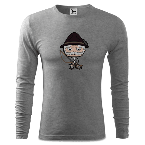 Da Oid Sinzer Goasslschnoizer Longsleeve Fitted Herren Grau Meliert Haiden Front