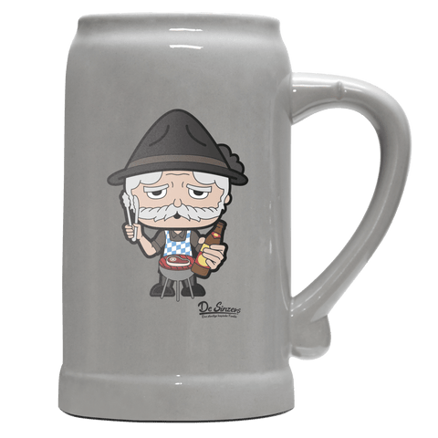 Da Oid Sinzer Griller Bierkrug 1000ml Grau Zugspitze Front