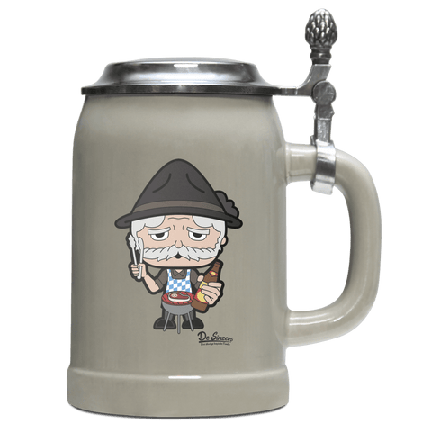 Da Oid Sinzer Griller Bierkrug 500ml Grau mit Deckel Hocheck Front