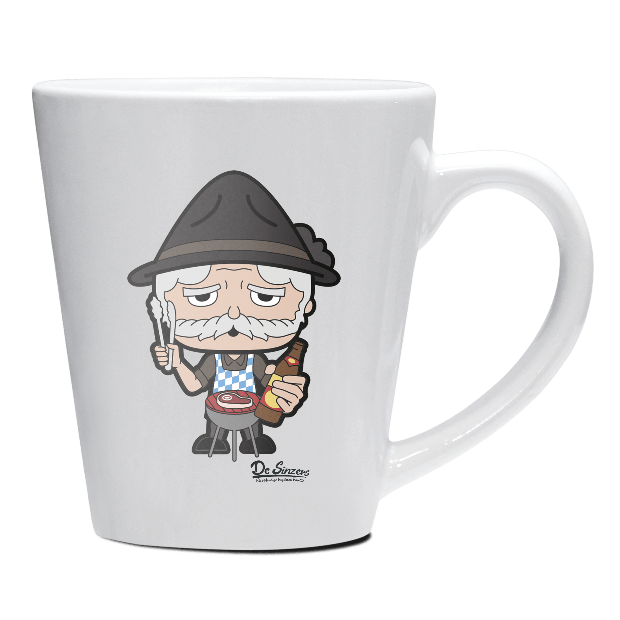 Da Oid Sinzer Griller Keramik Kaffeetasse 200ml Weiss Herzogstand Front