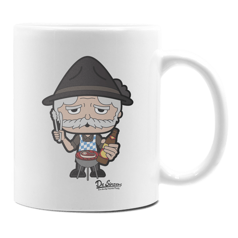 Da Oid Sinzer Griller Keramik Kaffeetasse 330ml Weiss Rampoldplatte Front