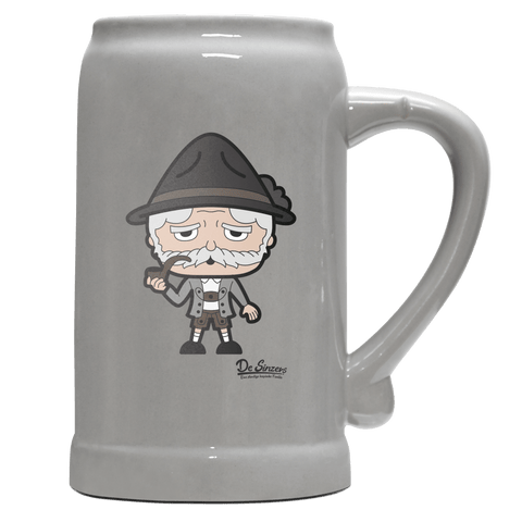 Da Oid Sinzer Grundfiguren Bierkrug 1000ml Grau Zugspitze Front