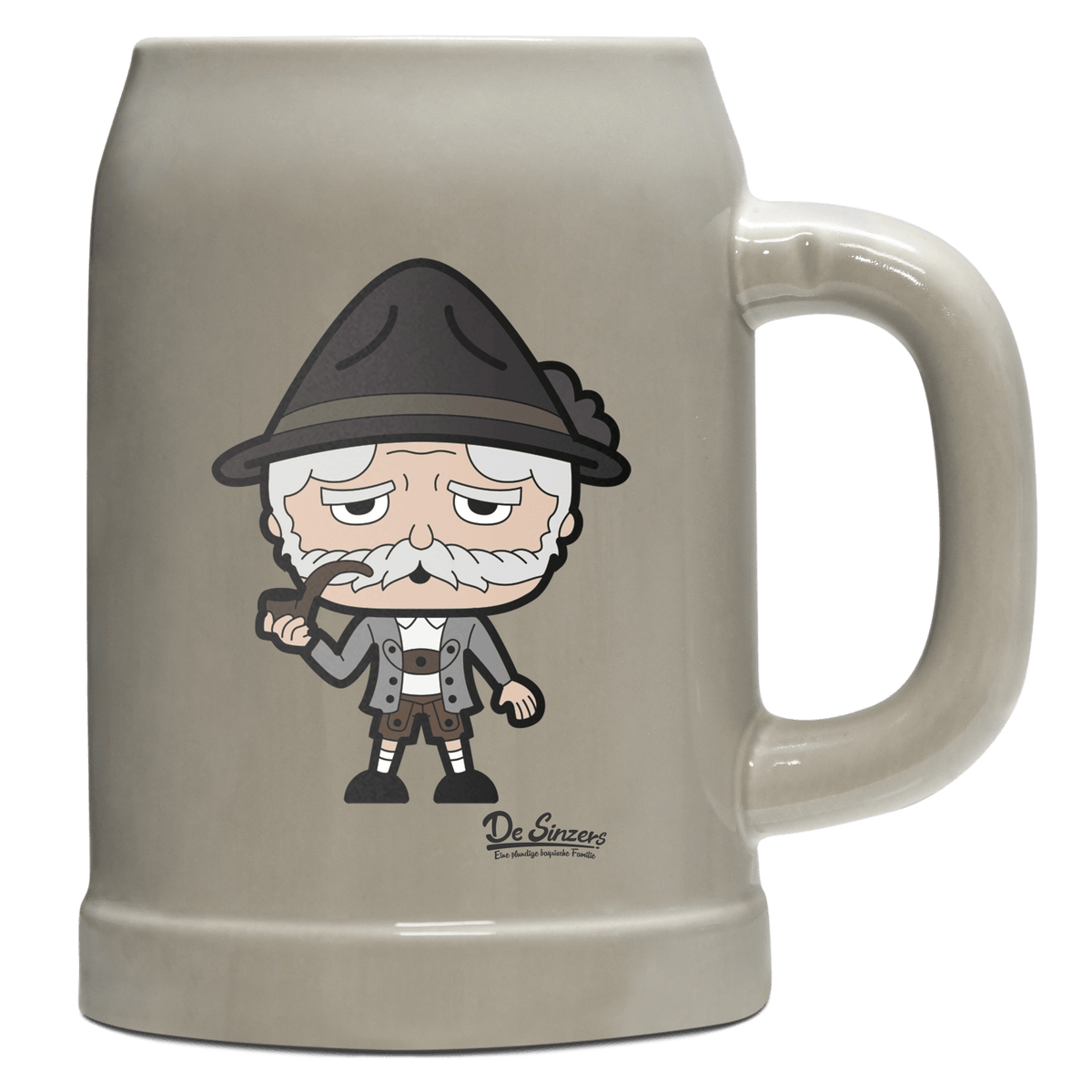 Da Oid Sinzer Grundfiguren Bierkrug 500ml Grau Watzmann Front