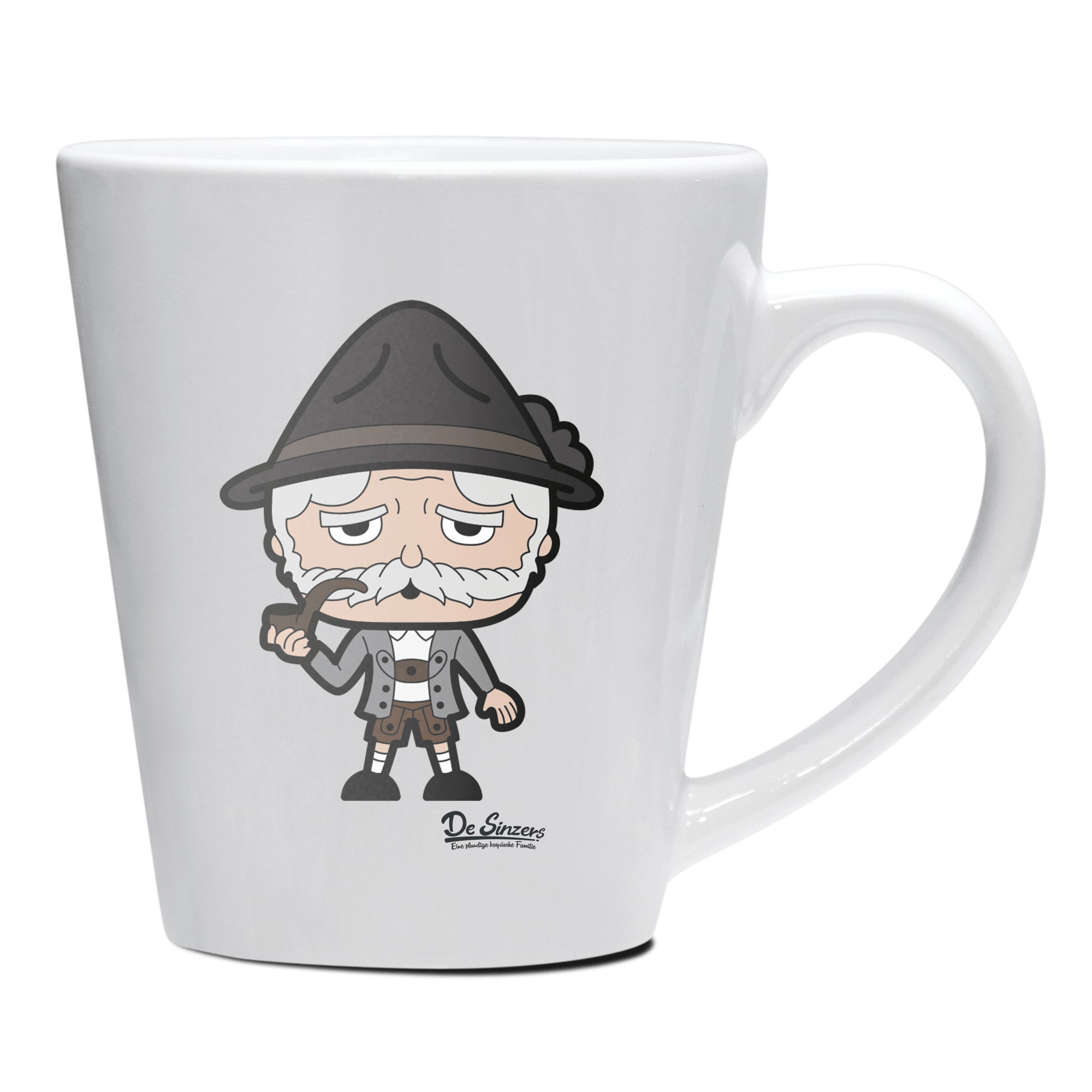 Da Oid Sinzer Grundfiguren Keramik Kaffeetasse 200ml Weiss Herzogstand Front